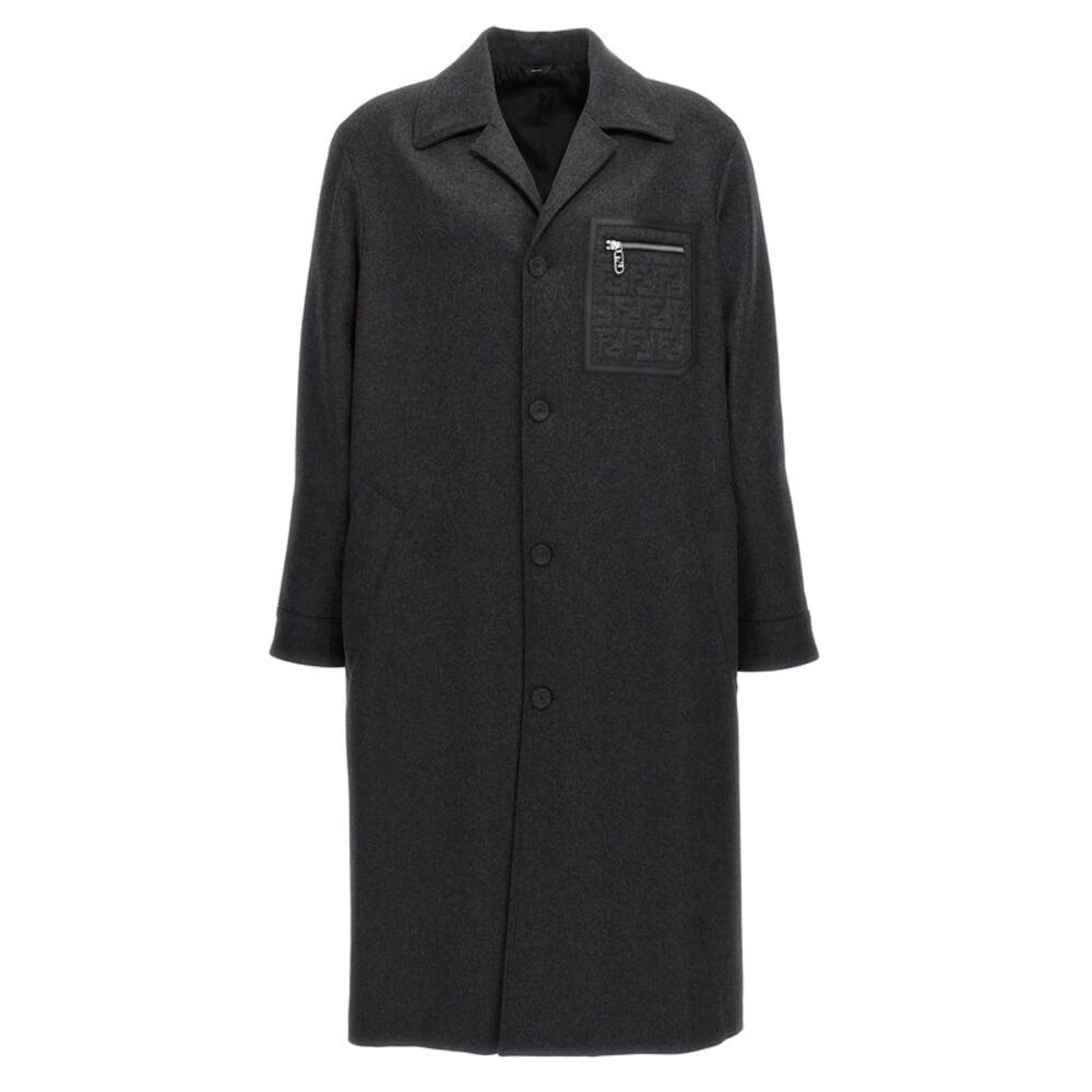 Fendi Men Single-Breasted Cashmere Coat